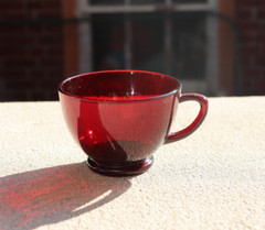 Original Vintage Red Ruby Glass Cup- Tea Cup- Coffee Cup ~ 2 3/8″ Tall