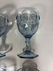 Vintage Fostoria Glass Moonstone Light Blue Water Goblets #2882 Set of 4