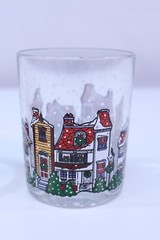 VTG Luminarc Dublin Christmas Village Glasses Tumblers Rocks Lowball Set 3