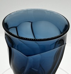 Vintage Noritake Midnight Blue Cobalt Optic Swirl Goblets 4Set Art Glass Goblets
