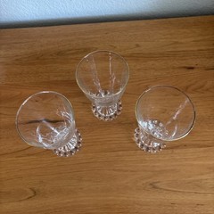 3 Boopie Pedestal Goblets Anchor Hocking 5.5″ Clear Gold Rim 3” Opening