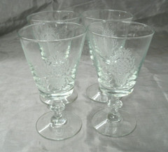 Pfaltzgraff HERITAGE PINEAPPLE Set of 4~6-1/2″ 10oz Water Wine Goblets USA ec 1