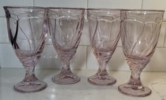 4-Noritake Sweet Swirl Pink Ice Tea or Water Goblets 14 Oz.