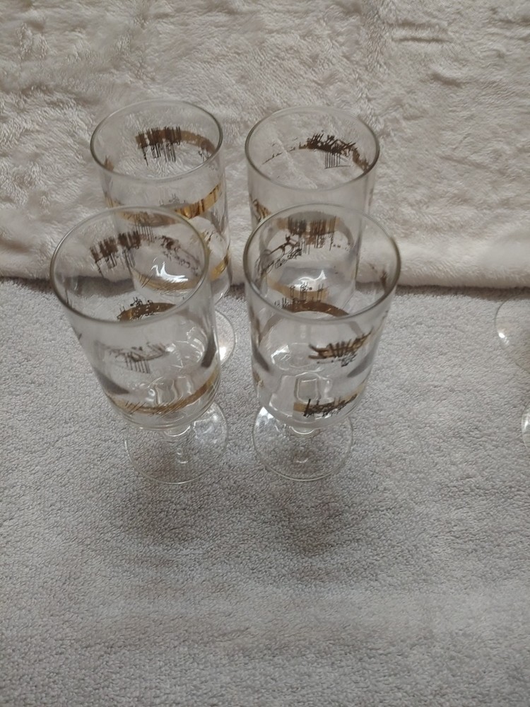 4 Libbey Southern Comfort Riverboat Steamboat Pipe Rocks Glasses Turquoise Y4