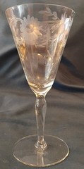 Set Of 7 Glastonbury Lotus 66-1 Water Goblet Mixed Cut Crystal Floral/Dots