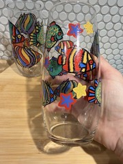 Set Of 3 Vintage Libbey Multicolor Tropical Fish Tumblers Glassware