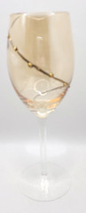 Vintage Boho Amber Yellow Gold Crystal Iridescent Lustre Wine Goblets – Set of 4