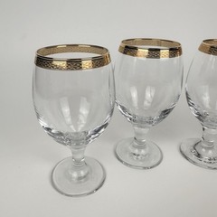 Circleware Crystal Classique Water Goblets Set of 4 W/ Gold Encrusted Rim