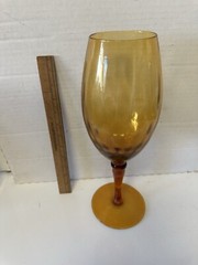 13.5″ Tall Vintage Stemware Oversize Amber Wine Glass Goblet Vase MCM 1960’s Era