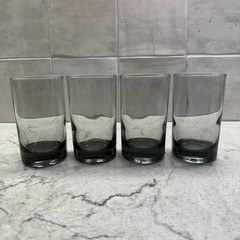 Vintage 1970s Tumbler 4″ Weighted Base Smoke Grey Cocktail Glass Set of 4