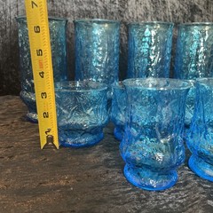 Vintage Anchor Hocking Rainflower Laser Blue Tumbler Glasses, Set of 15 Cups