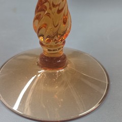 Fostoria Amber Glass Etched Floral Pattern Round Stemmed Compote