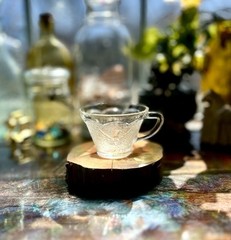 Americana Punch Cup Embossed Eagle W/ Olive Branch Hazel Atlas USA-UV reactive