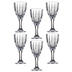 Faceted Wine Glass Set of 6 Etched Glass Goblet Set 6 x 9.8 oz ea