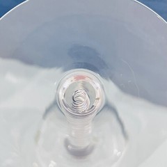 2 Vtg Bucket Air Twist Stem Etched Crystal Wine Chalice Glasses Art Deco Set