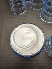 Vintage Clear Blue Ribbed Design Glasses set of 12, 6 @ 6-1/8” & 6 @ 3-1/2″