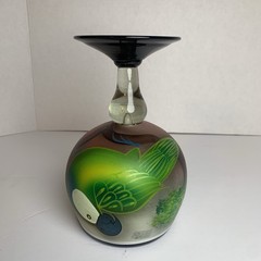 Mexican Hand Painted Mouth Blown Martini Margarita Glass Parrot art