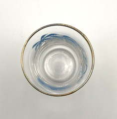 Blue White Embossed Asian Boat Scene Sake Cordial Shot Glasses (3)