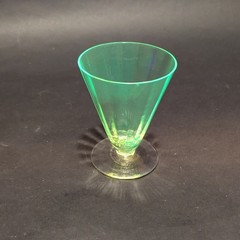 Rare! Vintage Utility Glass Works True Vaseline Bi-Colored Stemware UGWS-09