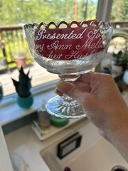 Antique Crystal Glass With Engraving Dated 1883