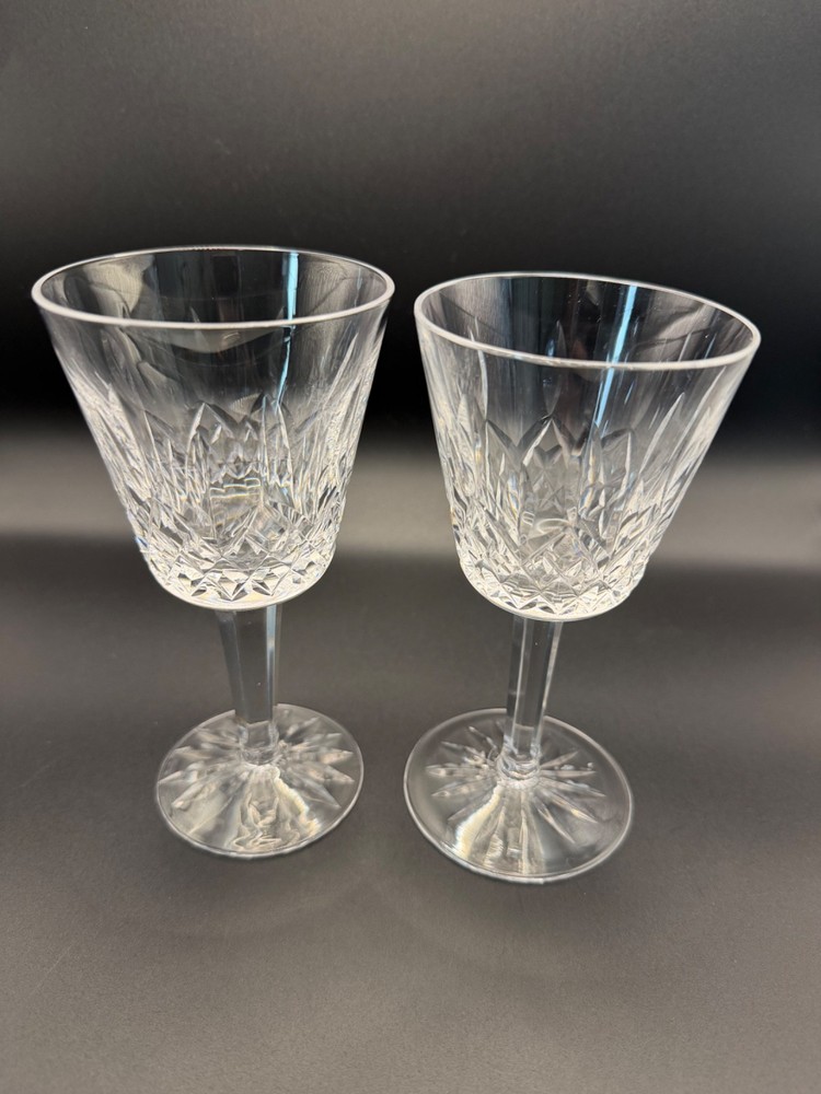 WATERFORD CRYSTAL Lismore 5 7/8” Wine Claret Glasses Made IRELAND – Set of 2