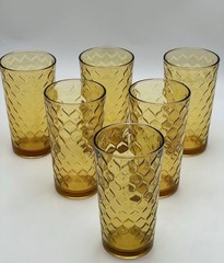 Anchor Hocking Vintage Amber Honeycomb 14 ounce Tall Tumbler Glass each