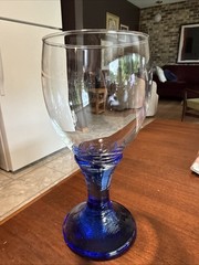 Fire And Light Recycled Glass Wine Glass Goblet Blue Signed.
