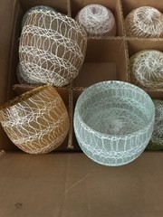 MCM Vintage Color Craft Spaghetti String Roly Poly Glasses 24 Set New In Box USA