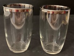 Vintage Federal Glass Midcentury Danish Modern Platinum Rim 12 oz. Drink ware 2