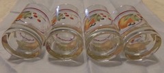 4 Vintage Corelle Abundance Juice Glasses Tumblers Fruit Pattern 6 oz EUC!