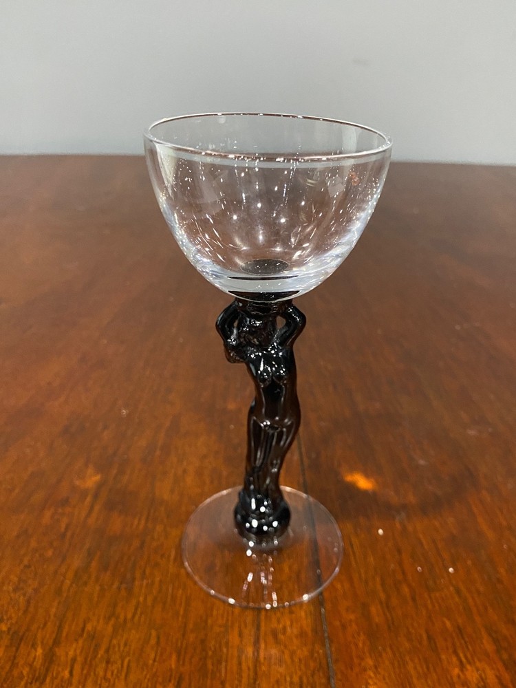 VTG Cambridge Ebony Liquor Cocktail Statuesque Nude Stem Glass 6.25″H