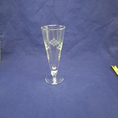 Anchor Hocking Cubist Pilsner Glass Clear Etched Design Collectible Drinkware