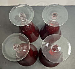 Ruby Red Goblets Home Essentials 14oz Water Wine Glasses 7.25″ Hand Blown Set/4