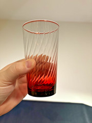 Ruby Ombre Optic Swirl Tumblers Red Clear Gradient Ribbed Libbey UV – Set of 4