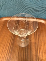 Vintage Wine Glass W Etched Rose