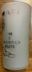Vintage frosted state glass Delaware 1950-60 mid-century souvenir Atlas 4 1/2″