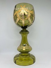 Huge Theresienthal-Moser Art Nouveau Bavarian Roemer Art Glass Wine Goblet 11″