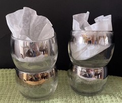 Set of 4 Queens Lusterware Silver Rim Ombré Fade Roly Poly