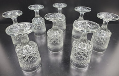 8 Anchor Hocking Wexford Claret Wine Glasses Set Vintage Cut Etched Bar Ware Lot