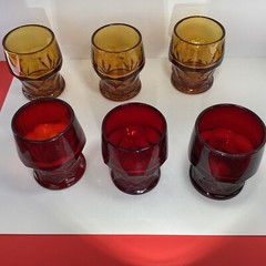 Six vintage mixed a lot Georgian Ruby and gold tumblers glasses MCM