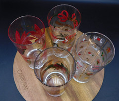 Culver Christmas Gold Highball 16 oz Glasses | 22K Holiday | Set of 4