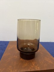 Vintage Libbey Smokey Tawny Brown Flat Base Glass Tumbler 4.75″ Tall