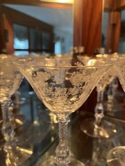Cambridge Glass Rose Point Etched 6-3/8″ Champagne / Tall Sherbets 3500 Set 12