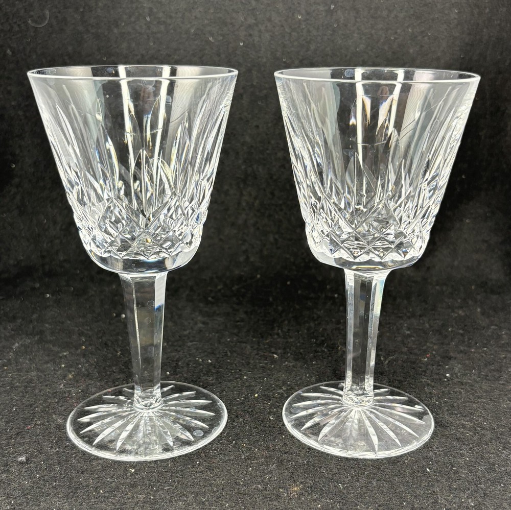 Waterford Lismore Crystal Claret Wine Glasses 5.8in Set of 2