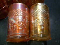 Vintage (9) Piece Dugan Carnival Glass Daisy Lattice Water Set Excellent Cond