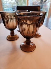 4 Vintage Noritake Provincial Smokey Brown 5.5 in Water Goblets Set of 4