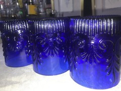 Set of 6 PILGRIM Glass ADAMS Cobalt DOUBLE OLD FASHION 16oz ROCK Whiskey TUMBLER