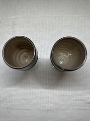 Hand Blown Glass Wine Goblets Brown/Black Stripes