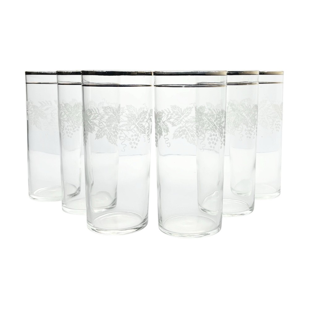 1950s Vintage MCM Bartlett Collins 6 Highball Tumbler Glasses 6.25” 16oz Grape
