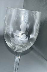 Set of 6 Romanian Etched Wine Glasses Floral Pattern Vtg 7.5″ H 5 oz